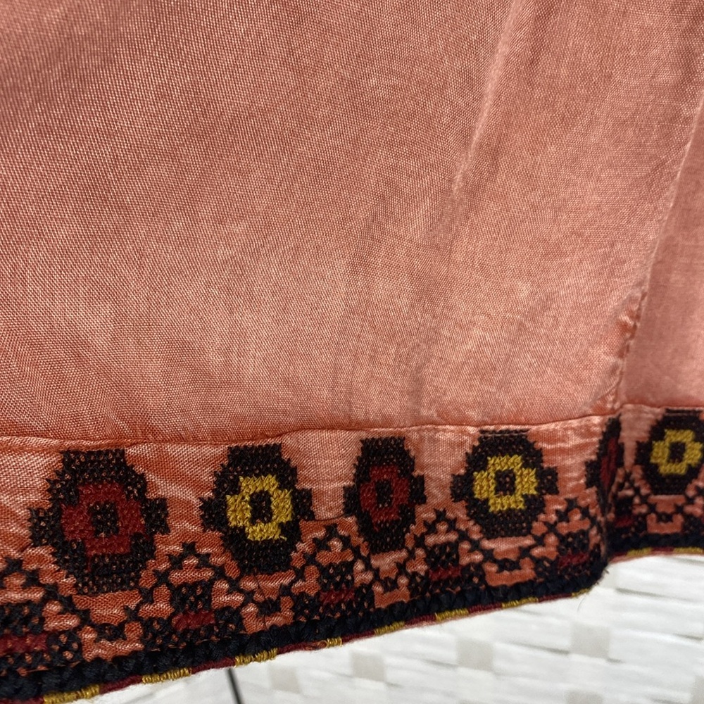 Rachel Zoe Sun Washed Salmon Embroidered Sleeveless Boho Swing Tank Size‎ Small - Picture 4 of 13